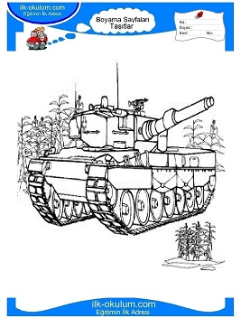Çocuklar İçin Tank Boyama Sayfaları 
